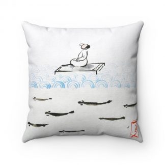 Spun Polyester Square Pillow 中国水墨画抱枕 仰望